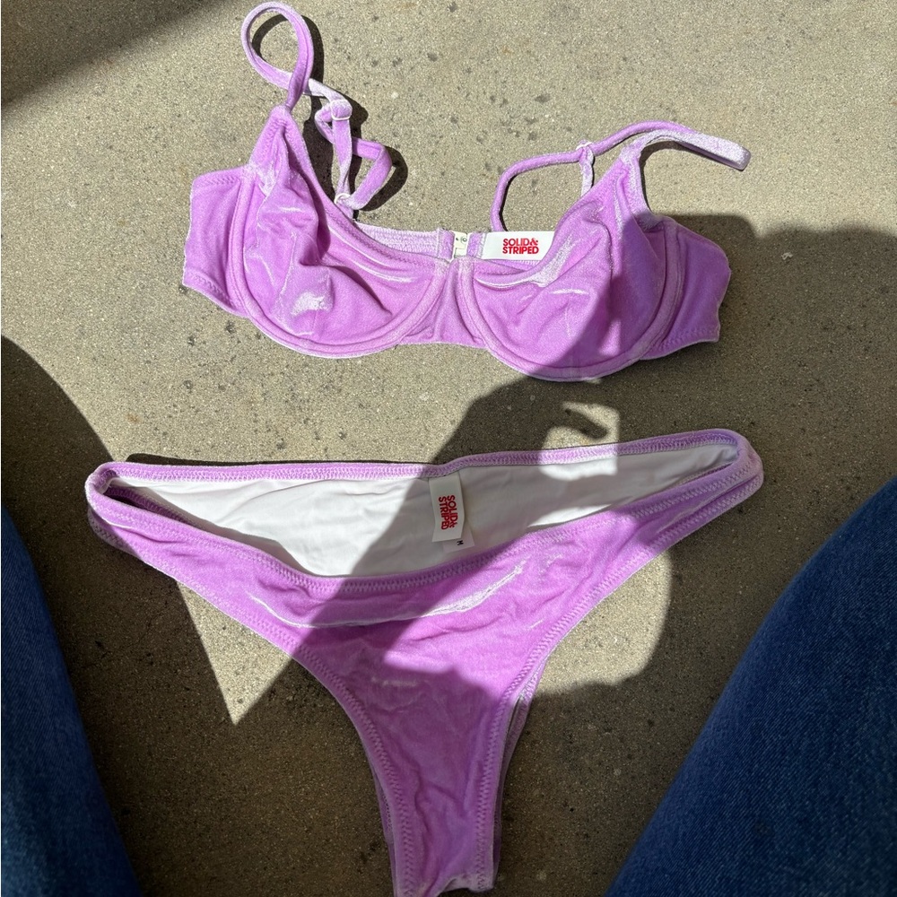 Solid & Striped Bikini Set